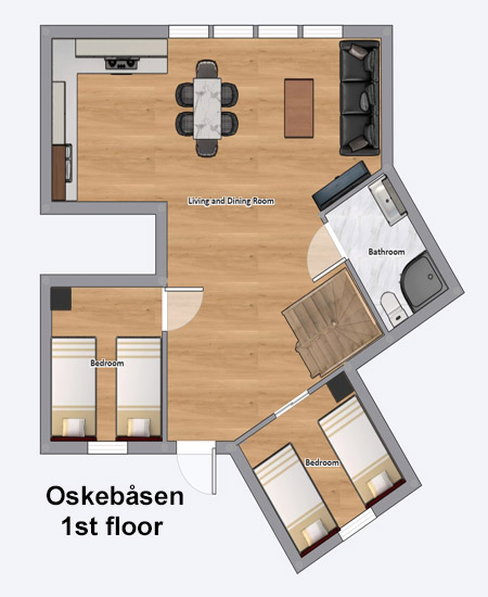 Oksebasen 6 persons 1nd floor